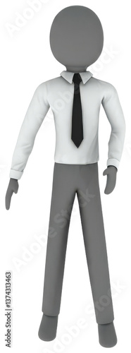 Generic 3D model of a businessman, transparent background png