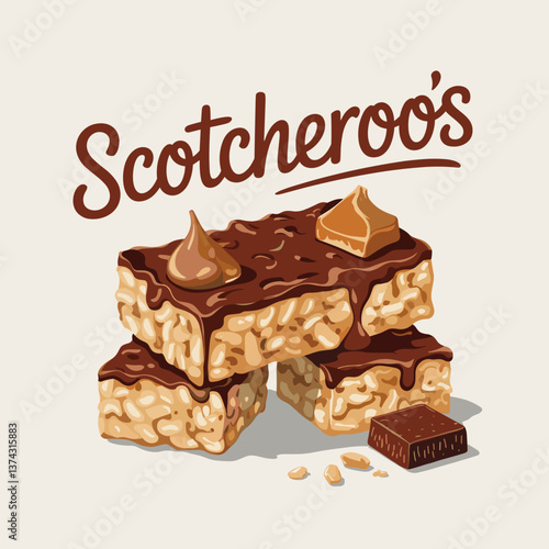 Scotcheroos Dessert Bar with Chocolate Topping