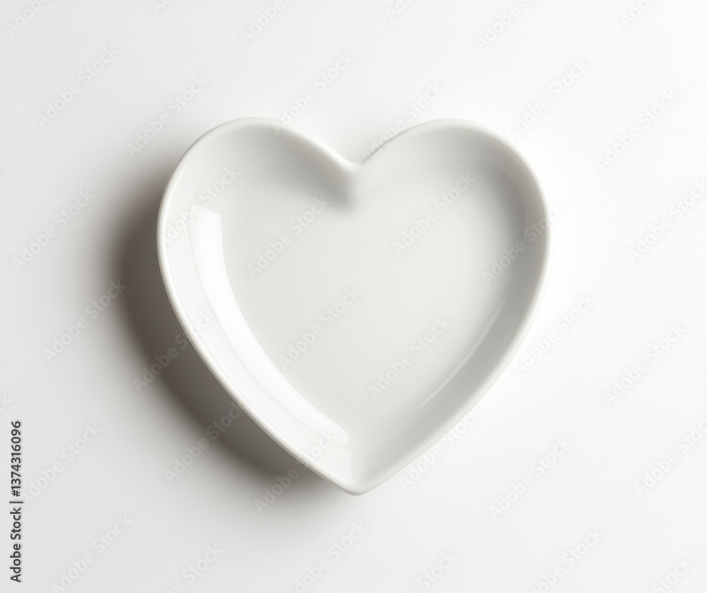 Heart Shaped Plate on White Background Ready for Valentine's Day Heart Shaped Plate on White Background Ready for Valentine's Day