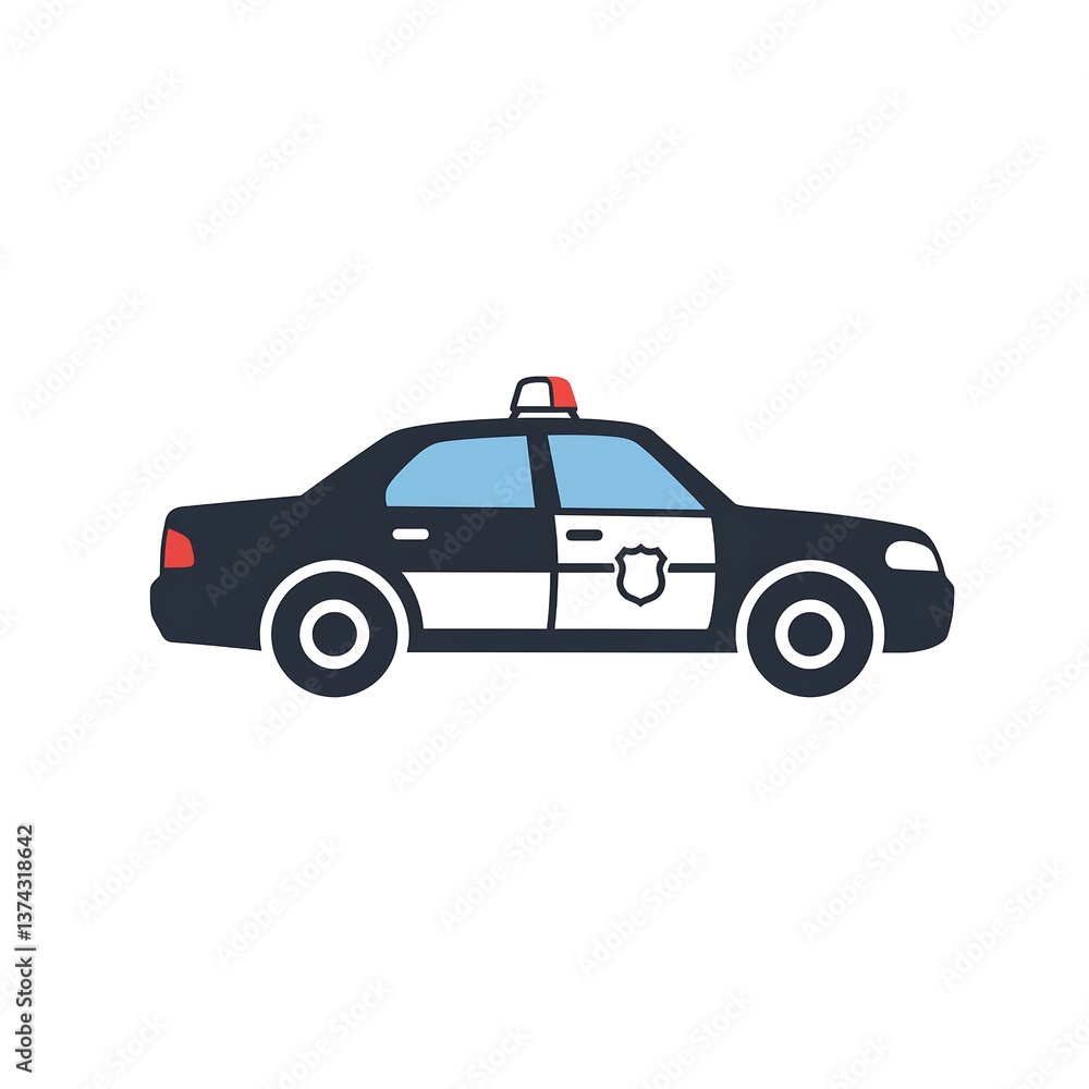 Fototapeta premium Cartoon Police Car Vector Illustration