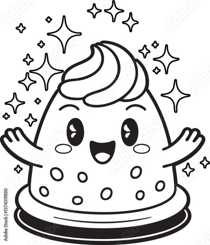 a cute jelly dessert wiggling with exciting