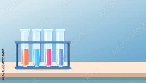 Glass laboratory chemical test tubes with liquid for analytical , medical, pharmaceutical and scientific research concept