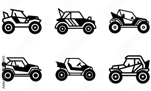 Off-Road Dune Buggy Icons Vector Set 