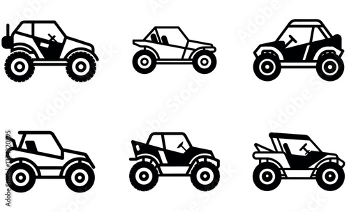 Off-Road Dune Buggy Icons Vector Set 