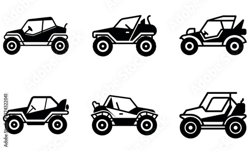 Off-Road Dune Buggy Icons Vector Set 