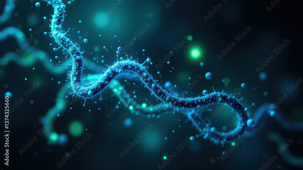 Glp1 molecule glowing with vibrant blue and green hues, representing molecular structure. Glp1 molecule glowing with vibrant blue and green hues, representing molecular structure.