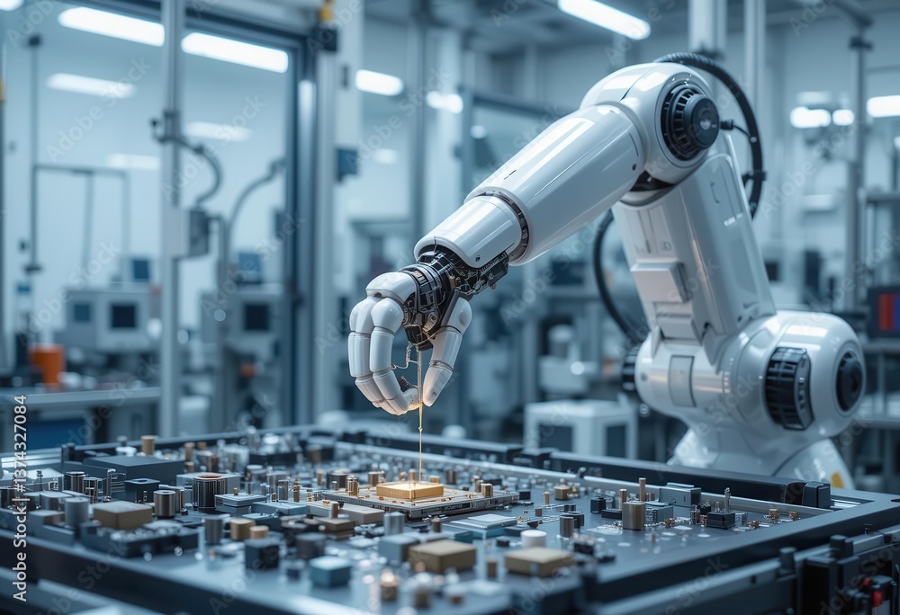 Cleanroom Robotics A Pristine White Robotic Arm Handling Delicate Parts in a Highly Controlled Environment Cleanroom Robotics A Pristine White Robotic Arm Handling Delicate Parts in a Highly Controlled Environment