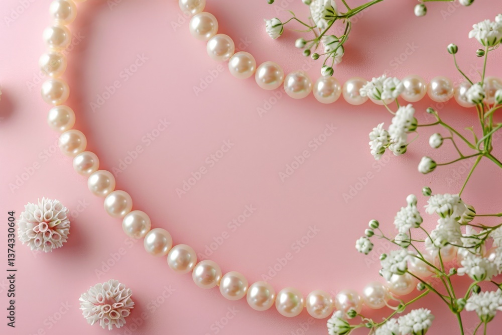Obraz premium Pastel Pink Glitter Pearl Decoration Background with Copy Space