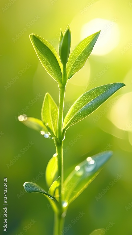 Young plant sprout, sunlight, bokeh background, nature growth Young plant sprout, sunlight, bokeh background, nature growth