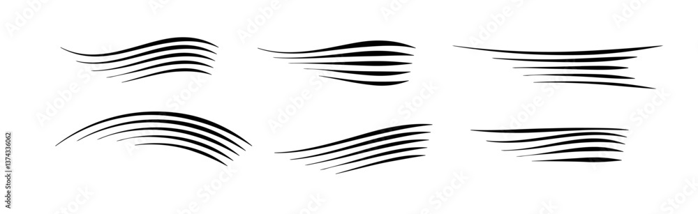 Flowing wind motion line. Air logo wave. Air movement and gust symbol pack. Vector Flowing wind motion line. Air logo wave. Air movement and gust symbol pack. Vector