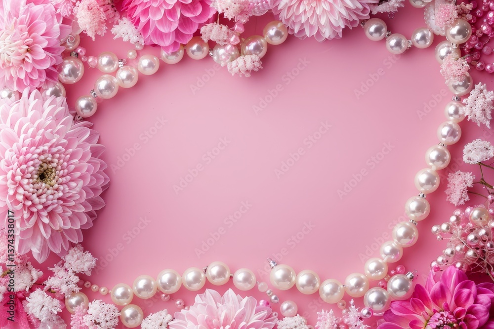 Pastel Pink Glitter Pearl Decoration Background with Copy Space Pastel Pink Glitter Pearl Decoration Background with Copy Space