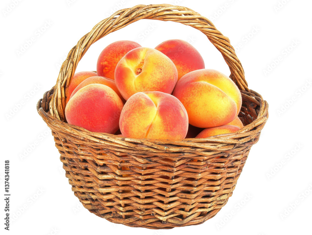 Isolated Basket Full of Peaches Isolated Basket Full of Peaches