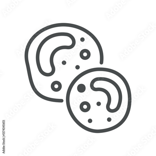 Basophils Icon. Simple Line Illustration of Basophil Blood Cells, Highlighting Immune Response, Allergy, and Infection. Ideal for Medical, Hematology, and Laboratory Applications
