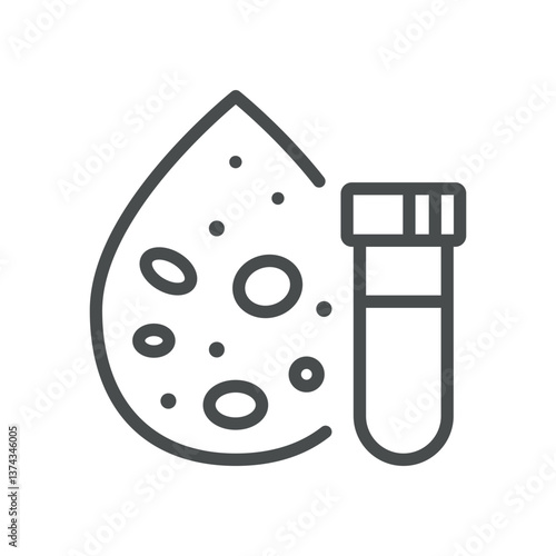 General Blood Test Icon. Thin Line Illustration of Complete Blood Count (CBC) Blood Analysis, Routine Examination, Diagnosis, and Laboratory Screening for Healthcare and Medical Evaluation
