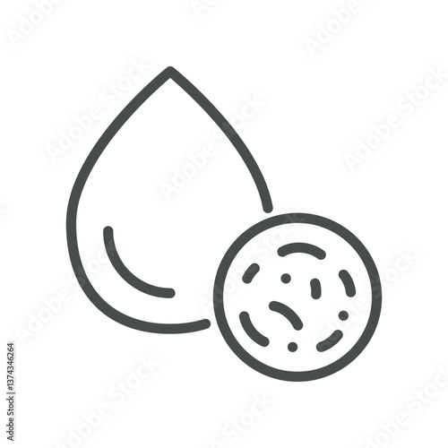 Protozoa Blood Test Icon. Minimal Line Illustration of Protozoan Shape and Test Tube Representing Parasites tests, Parasitology, Infection Diagnosis and Hematological Screening
