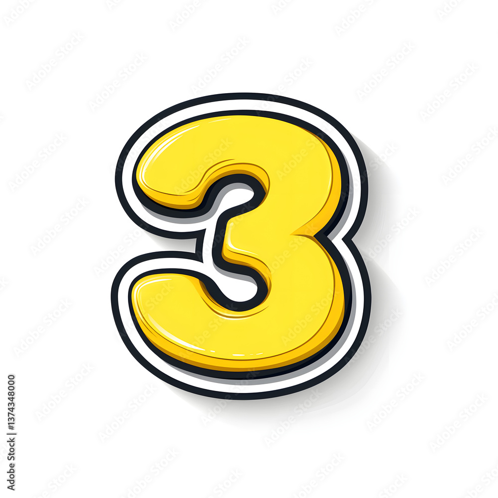 Bold Yellow Number Three Bold Yellow Number Three