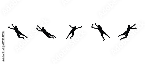 Soccer Goalkeeper Silhouette Vector Art: Dynamic Saves and Poses