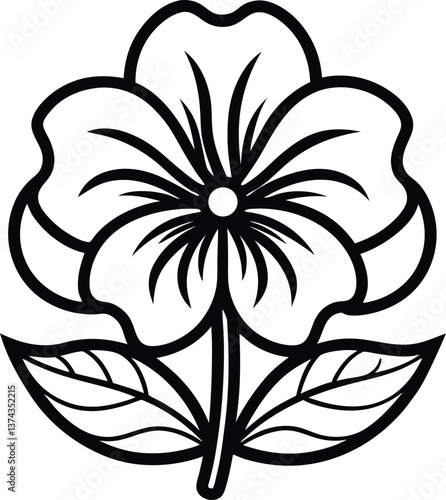 violet flower black and white outline icon on white background