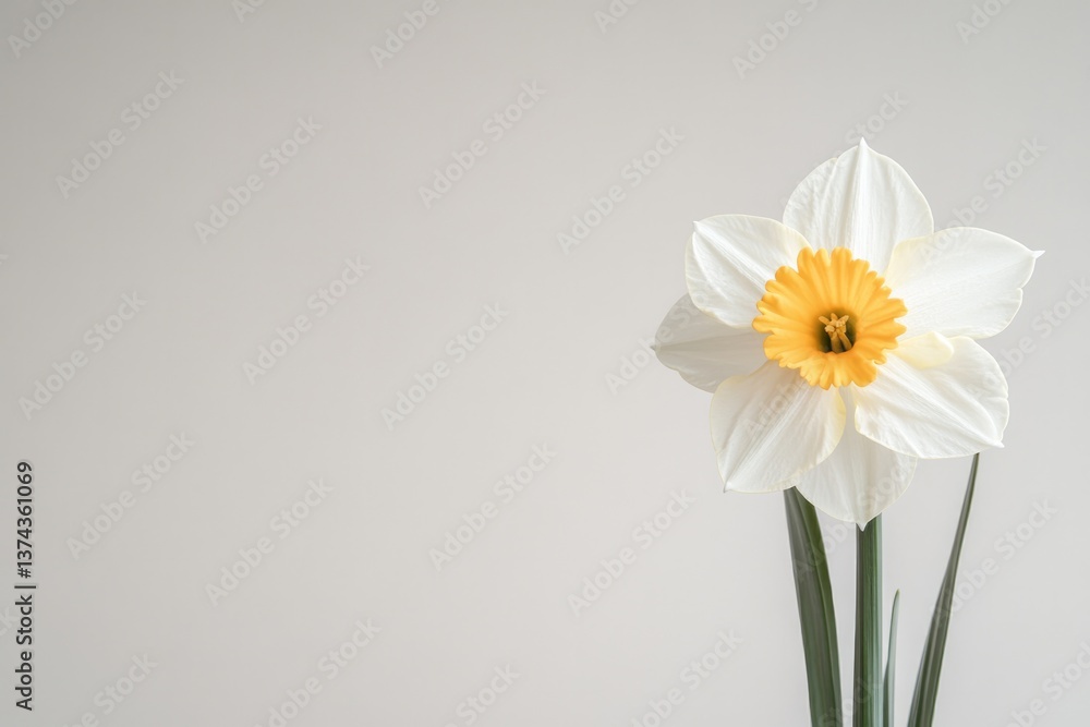 Obraz premium delicate daffodil in morning sunlight detailed petals and vivid colors illuminated against light backdrop