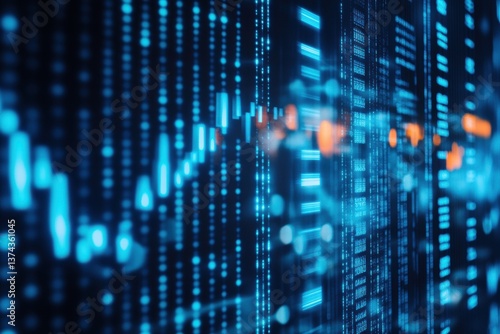 Wallpaper Mural Blue financial digital background. Abstract flowing data ramp. Stock market trading graph. Futuristic investment concept. Economic trends business idea. Glowing candlestick chart. Trade technology Torontodigital.ca