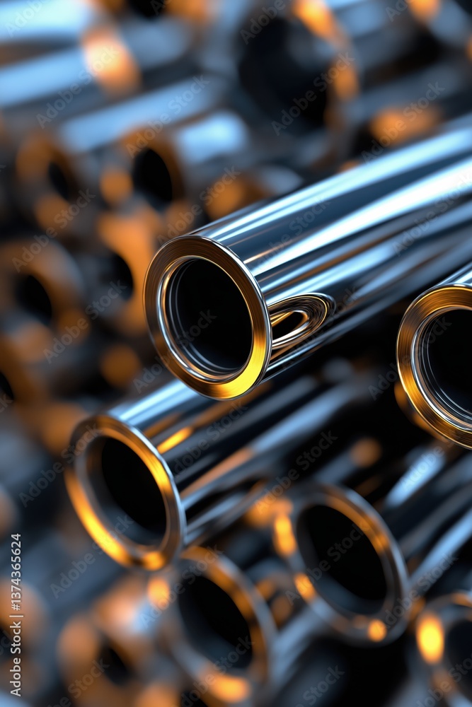 Naklejka premium Variety of industrial metal pipes for plumbing and construction showcased for pipeline systems and projects