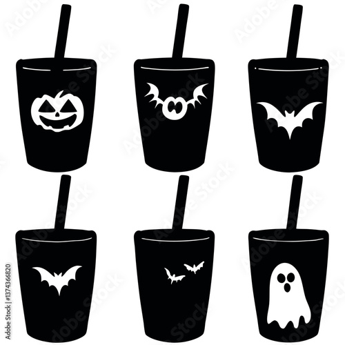 A set of drink icons featuring various beverages in cups and glasses.