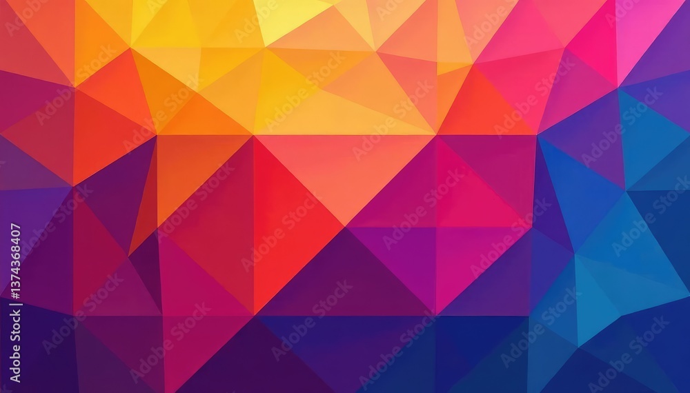 Fototapeta premium Geometric shapes, vibrant color gradients, repeating pattern, wallpaper, contemporary, gradient