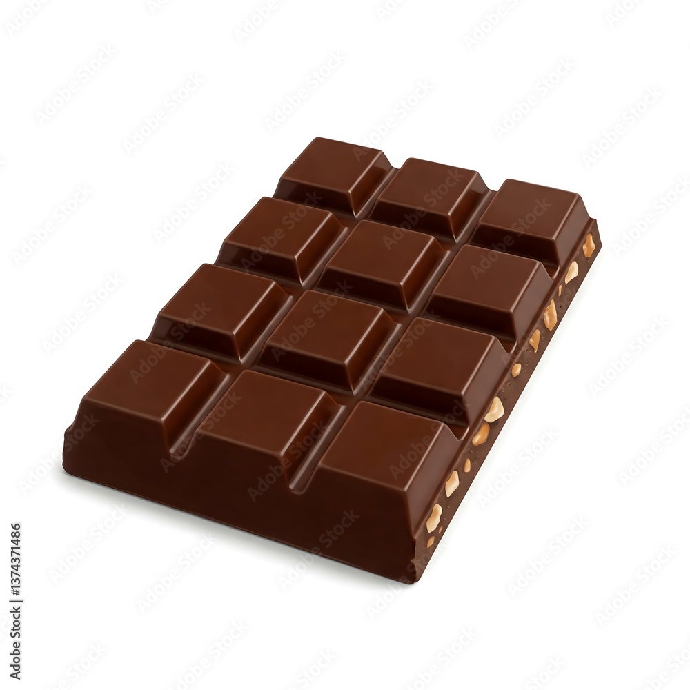 closeup of chocolate bar on white background closeup of chocolate bar on white background