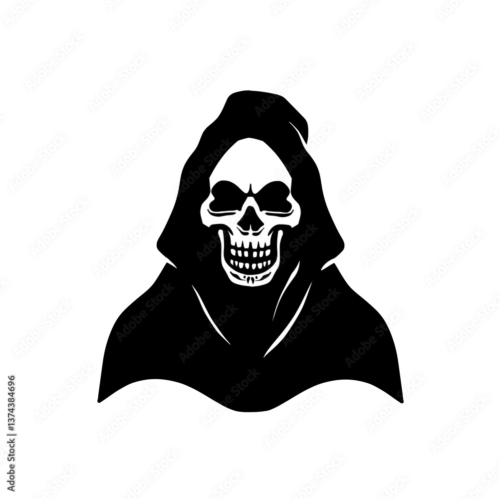 Grim Reaper Skull Silhouette Vector Illustration Grim Reaper Skull Silhouette Vector Illustration