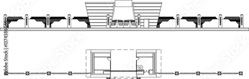 vector sketch illustration design architectural engineering drawing site plan layout Fence Gate Plan and Elevation Details 