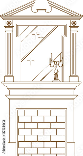 sketch vector illustration design engineering drawing architectural detail furniture cupboard teak wood classic vintage ethnic traditional