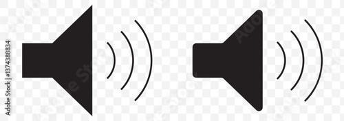 Black Speaker icon set. Sound volume. Volume icon set on Transparent Background. EPS 10.
