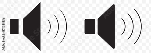 Black Speaker icon set. Sound volume. Volume icon set on Transparent Background. EPS 10.