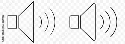 Speaker icon set. volume icon vector. loudspeaker icon vector. sound symbol in Stroke on Transparent Background. EPS 10.