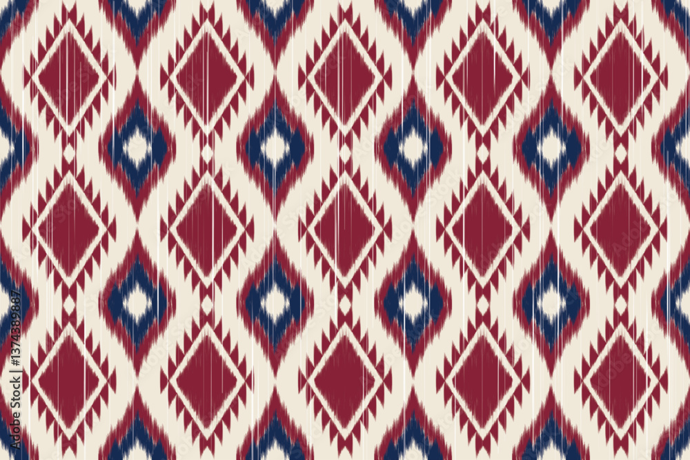 ikat Abstract Ethnic art. Seamless pattern in tribal, folk embroidery, and Mexican style. Aztec geometric art ornament print.Design for carpet, cover.wallpaper, wrapping, fabric, clothing ikat Abstract Ethnic art. Seamless pattern in tribal, folk embroidery, and Mexican style. Aztec geometric art ornament print.Design for carpet, cover.wallpaper, wrapping, fabric, clothing
