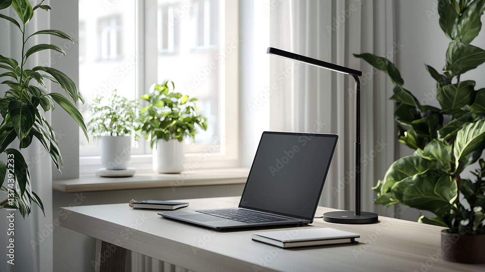 Fototapeta premium Aesthetic Workspace with Modern Laptop and Stylish Setup