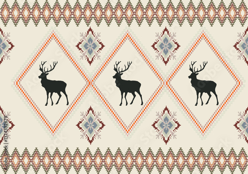 pixel art Geometric on white background wallpaper oriental seamless pattern.ornament. Ethnic .decor style.  geometric ornament. Vector seamless pattern.  blanket, rug. Woven carpet fabric
