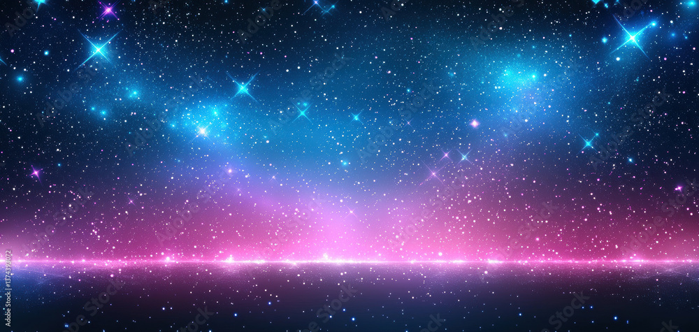 Obraz premium stunning cosmic scene featuring vibrant night sky filled with twinkling stars and colorful nebulae, creating sense of wonder and tranquility