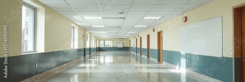 Wallpaper Mural Modern School Corridor Mockup - Blank Space for Design Torontodigital.ca