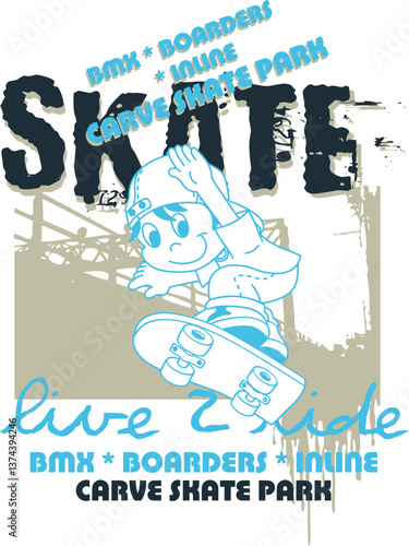 Cartoon Skateboarder on High Street