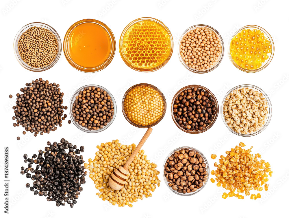 Isolated Honey and Grains Isolated Honey and Grains