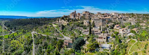 Fotografie Aerial view of the beautiful French Village of Gordes - One of the Plus Beaux Vi