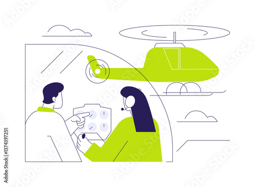 Helicopter pilot training abstract concept vector illustration.