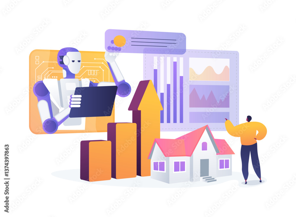 AI Real Estate Price Prediction abstract concept vector illustration. AI Real Estate Price Prediction abstract concept vector illustration.