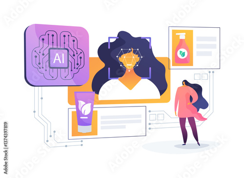 AI Personalized Skincare Analysis abstract concept vector illustration.