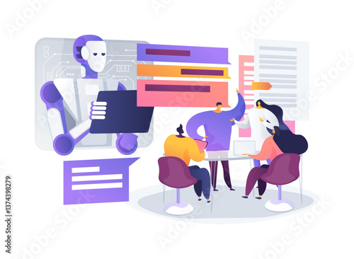 AI Automated Meeting Transcription abstract concept vector illustration.