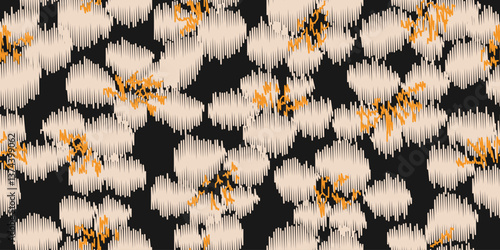 Abstract hand drawn flowers, seamless patterns embroidery ethnic style with floral for fabric, textiles, packaging, wallpaper, backgrounds. Modern print in black and white. Vector illustration.