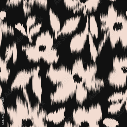 Abstract hand drawn flowers, seamless patterns embroidery ethnic style with floral for fabric, textiles, packaging, wallpaper, backgrounds. Modern print in black and white. Vector illustration.