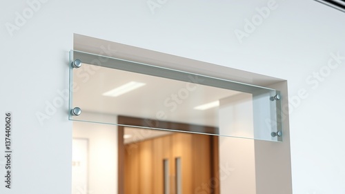 Blank Glass Nameplate Mockup for Office Entrance Signage