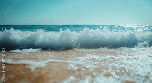 Serene Ocean View With Gentle Waves and Clear Blue Sky at Midday